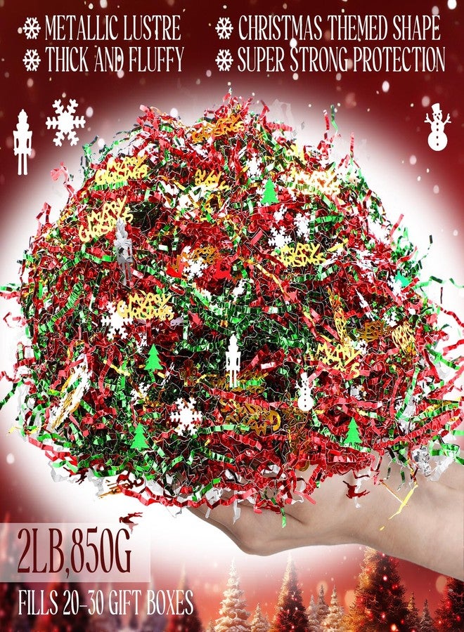 Moinchore 2lb Christmas Basket Stuffers Filler Metallic Red Green and Gold Crinkle Cut Paper Shred Filler with Nutcracker Xmas Tree Confetti Raffia Stuffing for Merry Christmas Gift Basket Packaging - Image 2